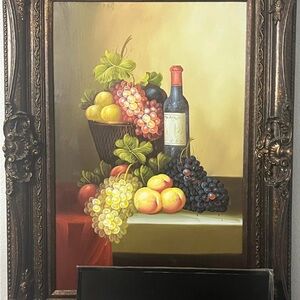 Vibrant Fruit and Wine Still Life Painting